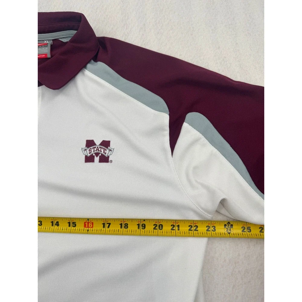 Vintage Y2K Nike Team Mississippi State Bulldogs Polo Mens XL White/Maroon